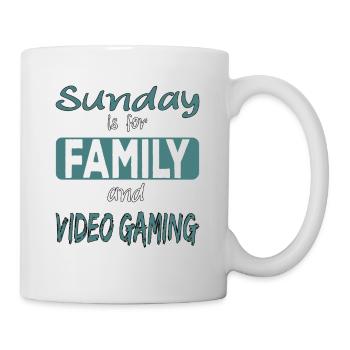 Sunday is for family and Video Gaming saying - Mug - white - Right