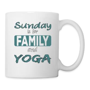 Le dimanche est pour la famille et le dicton du yoga - Mug blanc - blanc - Droite
