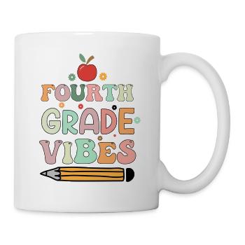 Fourth Grade Vibes 4th Grade Retro Back To School - Mug - white - Right