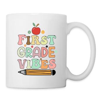 First Grade Vibes 1st Grade Retro Back To School - Mug - white - Right