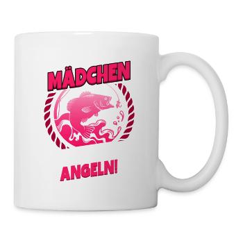 Angeln Anglerin - Tasse - Weiß - Rechts