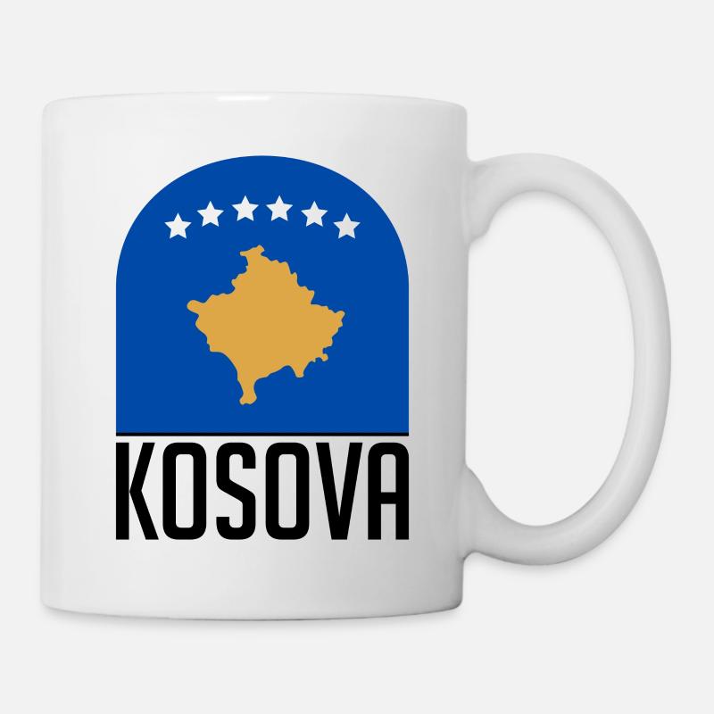 Kosova Schriftzug mit Länderflagge - Tasse - Weiß