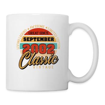 Retro 20 Jahre September 2002 Geburtstag Vintage - Tasse - Weiß - Rechts