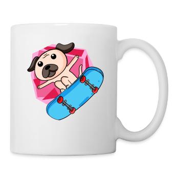 Chien comme patineur avec skateboard - Mug blanc - blanc - Droite