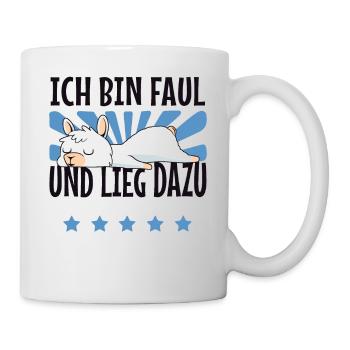 Lama Alpaka Ich Bin Faul Und Lieg Dazu Schlafen - Tasse - Weiß - Rechts
