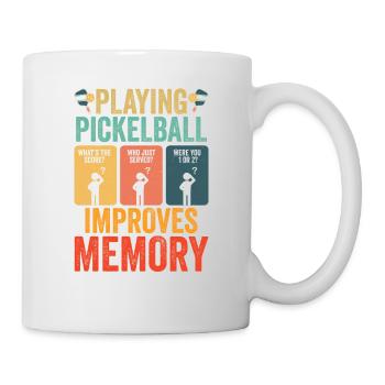 Das Spielen von Pickleball verbessert den Spielspaß der Gedächtnis-Dink-Spieler - Tasse - Weiß - Rechts