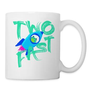 Two Fast Rocket Frog Space 2 Years 2nd Birthday - Mug - white - Right