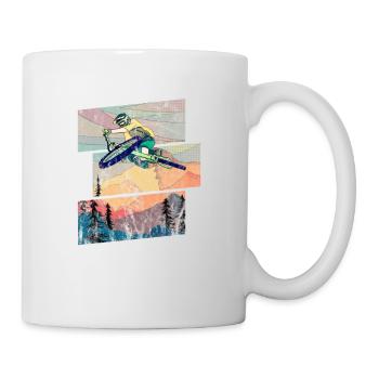 Retro Mountain Biker springt über die Table vor - Tasse - Weiß - Rechts