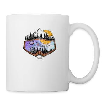 MTB Mountain Biker sprint über Bergspitze Downhill - Tasse - Weiß - Rechts