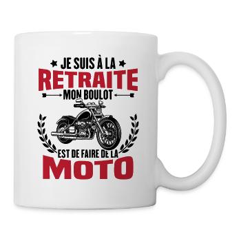 Retraite motard cadeau humour motard retraité moto - Mug blanc - blanc - Droite