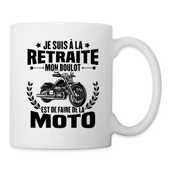 Retraite motard cadeau humour motard retraité moto - Mug blanc - blanc - Droite