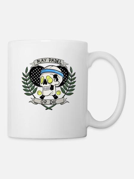 Play Padel Or Die cooler Padel Totenkopf Bällen - Tasse - Weiß