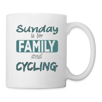 Sunday is for family and Cycling Spruch - Mug blanc - blanc - Droite