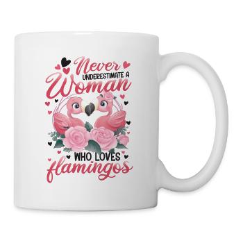 Ne sous-estimez jamais une femme qui aime les flamants roses - Mug blanc - blanc - Droite