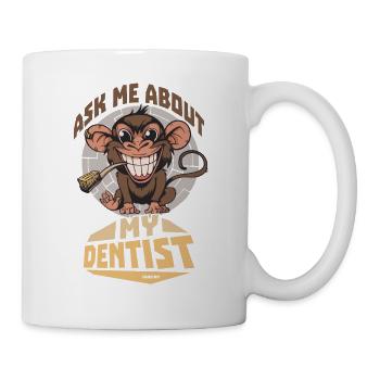 Monkey with toothbrush dentist funny saying - Mug - white - Right