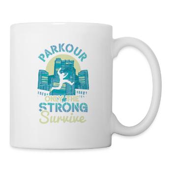 Strong Survive Run Jump Flip Freerunning Acrobatics - Mug - white - Right