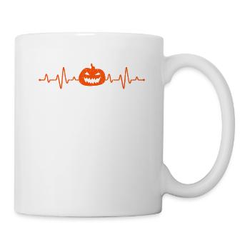 Kürbis Herzschlag Lustig Halloween Party Liebe - Tasse - Weiß - Rechts