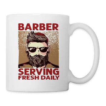Barber Serving Fresh Daily - Haircut - Funny - Bea - Mug - white - Right
