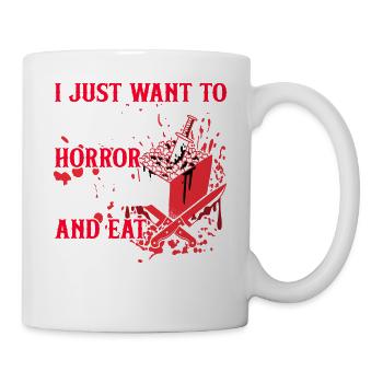 Je veux juste regarder des films d’horreur et manger du pop-corn - Mug blanc - blanc - Droite