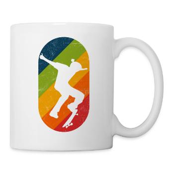 Skateboard Retro Kickflip Distressed - Tasse - Weiß - Rechts