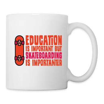 Skateboarder Saying Lustig Education is Important - Mug - white - Right