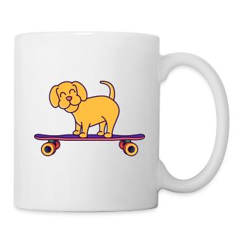 Skateboard Dog On Longboard - Mug - white - Right
