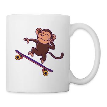 Skateboarder Lustiger Affe Auf Skateboard - Tasse - Weiß - Rechts