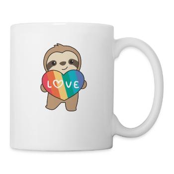 Regenbogen Herzen Pride LGBTQ süße tiere Faultier - Tasse - Weiß - Rechts