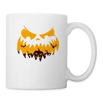 Gruseliger Kürbis Jack O Lantern Gesicht Halloween - Tasse - Weiß - Rechts