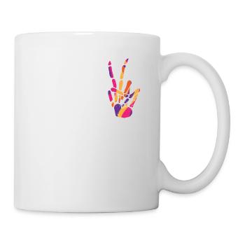 Tasche Skeletthand Friedenszeichen Gruselig Cool - Tasse - Weiß - Rechts