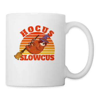 Hocus Slowcus Lustige Hexe Faultier Faulenzer - Tasse - Weiß - Rechts
