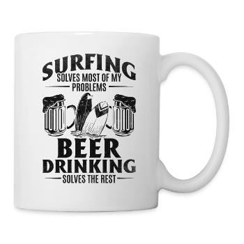 Surfing solves most of my problems Beer solves - Mug - white - Right