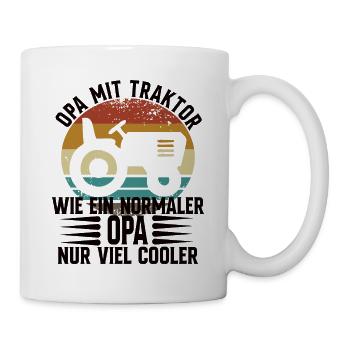 Opa Mit Traktor - Landwirt - Tasse - Weiß - Rechts
