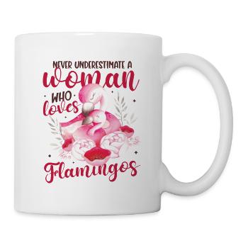 Ne sous-estimez jamais une femme qui aime les flamants roses - Mug blanc - blanc - Droite