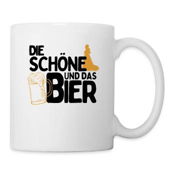 Die Schöne und das Bier Party Outfit zum Bier - Tasse - Weiß - Rechts