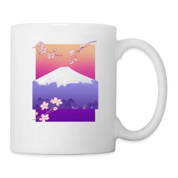 Japon montagne beau design avec des fleurs - Mug blanc - blanc - Droite