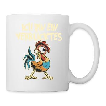 Verrücktes Huhn Hühnchen Hahn Hähnchen Gockel - Tasse - Weiß - Rechts