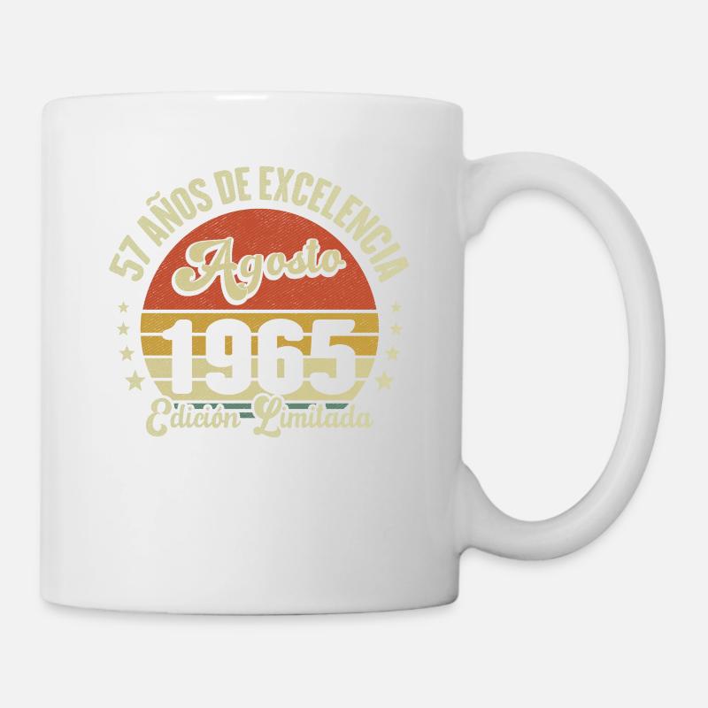 57 Ans Anniversaire Vintage Né(e) en Août 1965 - Mug blanc - blanc