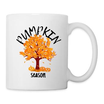 Herbstbaum Orange Herbstblätter Die Jahreszeit Kürbis - Tasse - Weiß - Rechts