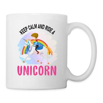 Restez calme et montez une licorne licorne - Mug blanc - blanc - Droite