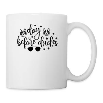 Chiens devant les gars - Mug blanc - blanc - Droite