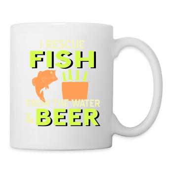 Je sauve des poissons de l’eau et de la bière Drôle de cadeau - Mug blanc - blanc - Droite