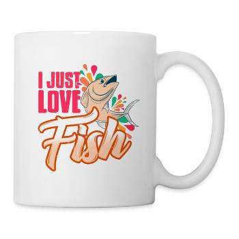 I Just Love Fish Awesome Retro Fishing T-Shirt - Tasse - Weiß - Rechts