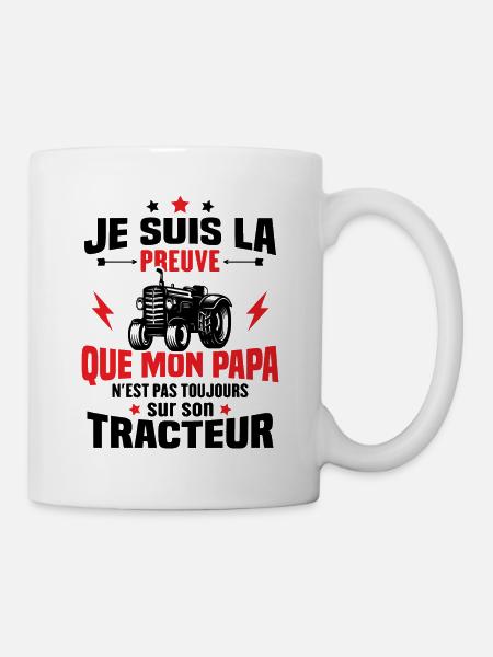 Je Suis La Preuve Que Mon Papa Tracteur Cadeau - Mug blanc - blanc