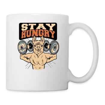 Stay Hungry Humor Weightlifting Alpaca - Mug - white - Right