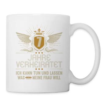 7 Jahre verheiratet kann tun 7.Hochzeitstag - Tasse - Weiß - Rechts