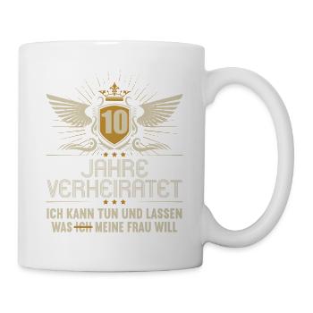 10 Jahre verheiratet kann tun 10.Hochzeitstag - Tasse - Weiß - Rechts