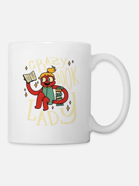 Verrücktes Buch Dame Verrücktes Buch Dame Geschenk - Tasse - Weiß