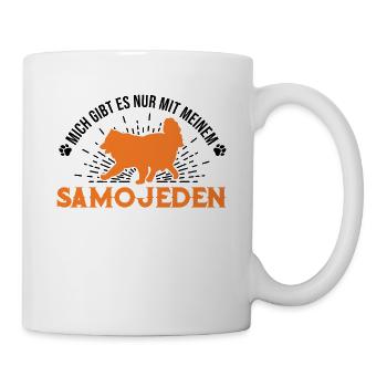 Je n’existe qu’avec mon Samoyède - Mug blanc - blanc - Droite