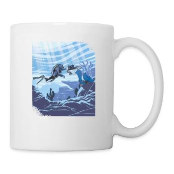 Scuba Diver Kissing Meerjungfrau - Tasse - Weiß - Rechts